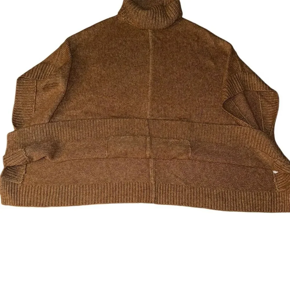 J. Crew Women's Beige Wool‎ Blend Turtleneck Poncho Sweater M/L Casual